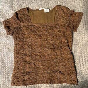 East 5th Brown Textured Short Sleeve Top